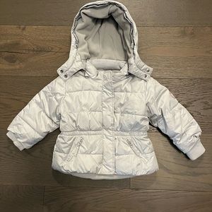 Gap silver girls down filled jacket 18-24M EUC